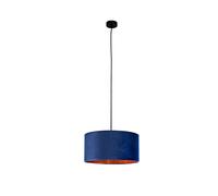 Lampada a sospensione a LED vintage con paralume in velluto blu/oro, diametro 40 cm