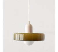 Lampada A Sospensione A metà Secolo Lampada A Sospensione da Soffitto Colorata con Paralume in Vetro Illuminazione A Sospensione Vintage Lampade A Sospensione in Ferro E Vetro per Cam, G, 25cm