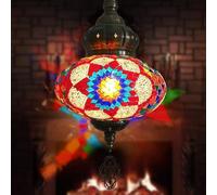 Lampada A Sospensione A Mosaico da 12 Colori da 10" Lampada A Sospensione Swag Light Room Decor, Lampadario A Sospensione da Parete E Soffitto in Mosaico Turco Marocchino Colorato, Color E
