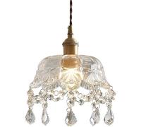 Lampada a sospensione a petalo in vetro, lampadario regolabile in ottone da 7,87 pollici,lampada un aspetto elegante
