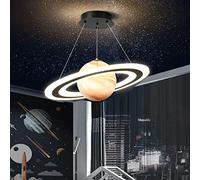 Lampada a sospensione a pianeta in acrilico Camera dei bambini Lampadario a soffitto con stella spaziale Astronauta Lampada a sospensione a led Decorazioni per la casa Apparecchio di illuminazione fan