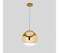 Lampada a Sospensione a Sfera in Vetro a Specchio Nordico, Creativa, a 1 Luce, Globo in Oro e Argento, lampadario a Sospensione, Soggiorno, Ristorante, Cucina, soffitto Regolabile, E27, è così (Dia