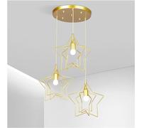 Lampada a Sospensione a soffitto, Lampada a Sospensione Art Déco a 3 Teste con Stella a Cinque Punte in Oro Moderno Minimalista di Lusso,Semplice e Bello