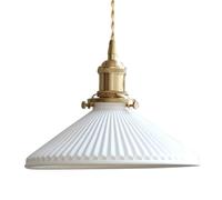 Lampada a Sospensione a Testa Singola con Attacco E27, Lampada a Sospensione in Ceramica Plissettata Personalizzata, Montaggio a Filo soffitto, apparecchi di Illuminazione da soffi