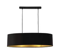 Lampada a Sospensione - Altezza 132 cm - Lampadario con Paralume in Tessuto a Forma Ovale 78 x 23 x 20,5 cm (LxLxA) Lampada da Soffitto, Plafoniera - Nero