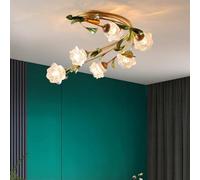 Lampada a sospensione americana francese pastorale creatività fiore soggiorno sala da pranzo camera da letto villa modello stanza decorazione della casa lampadario a LED (C B6 lights)
