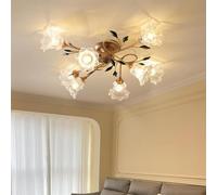 Lampada a sospensione americana francese pastorale creatività fiore soggiorno sala da pranzo camera da letto villa modello stanza decorazione della casa lampadario a LED (F 8 lights)