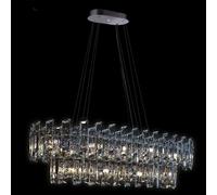 Lampada a sospensione ARCADIA ovale grande 8+12 luci, 2 livelli, cromata, 20 lampadine x G9 3W LED (escluse), l 106 p 42 h 150cm