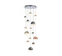Lampada a sospensione ATOMO, 14 luci, colori misti, LED 80,4W, 6432 LM, 3000K, dimmerabile, ø 60 h 300cm, dimensioni sfera dia. 10-12-20cm