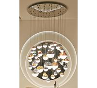 Lampada a sospensione ATOMO, 55 luci, colori misti, LED 288W, 24480LM, 3000K, dimensioni sfere dia. 10-12-20 cm, dimmerabile, ø 132 h 200 cm