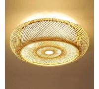 Lampada A Sospensione Bambù Retrò Lampada Da Soffitto E27 Rattan Naturale Paralume in Tessuto Vintage Plafoniera Legno Per Sala Da Pranzo Camera Da Letto Ristorante Sala Da Tè Cafe Lampadario,A,60cm