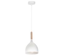 Lampada a sospensione bianca da tavolo con elemento in legno Noak wood 1xE27 15W