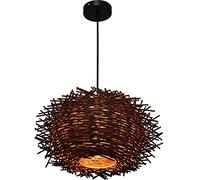 Lampada a sospensione bohémien in bambù, lampada a nido d'uccello personalizzata, illuminazione rustica da fattoria, lampada da soffitto vintage, lampada intrecciata naturale per camera da letto, ingr