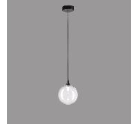 Lampada a sospensione BOLLA, metallo nero opaco + paralume in vetro trasparente, LED 4,5W 336LM, 3000K, ø 16 h 150cm, non dimmerabile