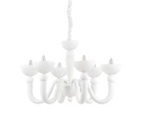 Lampadario Shabby Chic-Provenzale Bon Bon Metallo Bianco 6 Luci