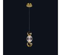 Lampada a sospensione BRILLANTE, oro lucido, LED 6W, lumen 750, 3000K, 2 sfere in metallo + sfera in acrilico , L12cm H150 cm