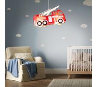 Lampada a Sospensione Cameretta Dei Bambini Pompieri Auto 2 Fiamma LED H 120 CM