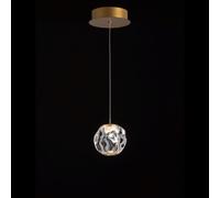 Lampada a sospensione CIOTTOLO 1 luce acrilico trasparente, struttura oro satinato LED 4,2W, 3000K, LM357