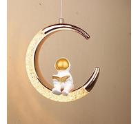 Lampada a sospensione classica nordica con astronauta, luce lunare da soffitto per cameretta dei bambini, lampadario a LED in acrilico dorato con motivo spaziale nordico, per comodino, cameretta