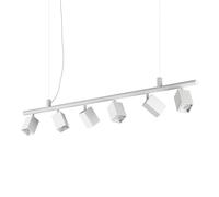 DYNAMITE SOSPENSIONE CON 6 FARETTI ORIENTABILI QUADRATI ATTACCO GU10 LAMPADINE INCLUSE BIANCO