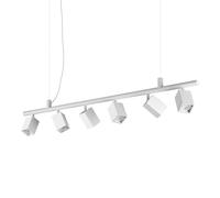 DYNAMITE SOSPENSIONE CON 6 FARETTI ORIENTABILI QUADRATI ATTACCO GU10 LAMPADINE INCLUSE BIANCO