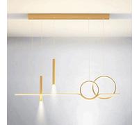 Lampada a sospensione combinata ad anello lungo con faretto LED dimmerabile Linea in metallo Lampada a sospensione Sala da pranzo Soggiorno Decor Lampada a sospensione a soffitto Apparecchi di illumin