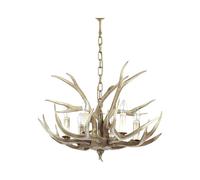 Sospensione Rustica-Country Chalet Metallo Beige 6 Luci E14
