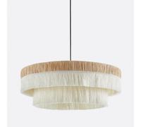 Lampada a sospensione con frange in rafia Ø50 cm, Kavi Beige TU