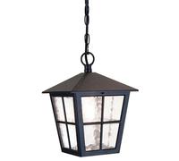 Lampada a sospensione con lanterna a catena Lampada da esterno in alluminio con portico in vetro nero