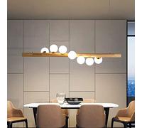 Lampada a Sospensione con Montaggio a LED in Legno Lungo nel Tavolo da Pranzo in Legno Fonte di Luce G9 Decorativa del Soggiorno Studio (7 luci (Luce Bianca))