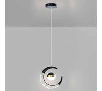 Lampada a Sospensione Creativa a Forma di Luna con Luce stellare, Lampada a Sospensione in Acrilico, Illuminazione da Comodino, Lampada a Sospensione in Ferro, Decorazione per sogg