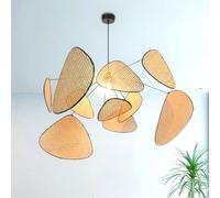 Lampada a Sospensione Creativa in Rattan Esagonale Intrecciato a Mano, Paralume in Rattan Naturale in Stile Wabi-Sabi, Semplice Lampada da soffitto Pastorale per Camera da Letto e Soggiorno