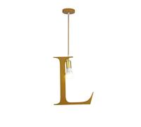 Lampada a sospensione creativa minimalista in oro, decorazione per testiera, lampada a sospensione in ferro a forma di lettera L, adatta per ingresso, camera da letto, cucina, isola, corridoio
