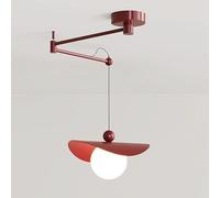 Lampada a Sospensione da Interno, Regolabile, con Braccio oscillante in Metallo, con Globo in Vetro G9, lampadario Moderno Decorativo per Sala da Pranzo (Giallo caffè) (Rosso)