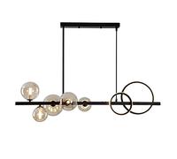 Lampada a Sospensione da soffitto a 5 luci in Vetro a Globo di Black Lighting con LED Circolare a 2 Anelli, Luce Bianca Fredda nordica lineare da 50 W, per Sala da Pranzo, Camera da Letto, corridoio