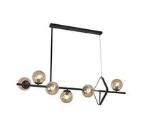 Lampada a Sospensione da soffitto a 5 luci in Vetro a Globo di Black Lighting con LED Circolare a 2 Anelli, Luce Bianca Fredda nordica lineare da 50 W, per Sala da Pranzo, Camera da Letto, corridoio