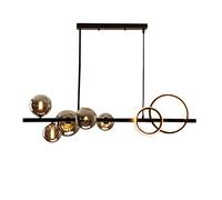 Lampada a Sospensione da soffitto a 5 luci in Vetro a Globo di Black Lighting con LED Circolare a 2 Anelli, Luce Bianca Fredda nordica lineare da 50 W, per Sala da Pranzo, Camera da Letto, corridoio