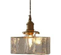 Lampada a Sospensione da soffitto Vintage, Piccola Lampada a Sospensione in Vetro martellato, Lampada a Sospensione a Forma di Bottiglia Quadrata, apparecchio di Illuminazione per Isola Cucina, s