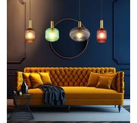 Lampada a Sospensione da Soggiorno 4 Fiamma Vetro Multicolore LED H 120cm [EEK: E]