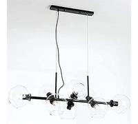 Lampada A Sospensione da Tavolo da Pranzo Vintage A 8 Fiamme, Lampada A Sospensione Industriale Moderna E27, Lampadario Sputnik A Sfera in Vetro, Lampada A Sospensione Regolabile, Black+Clear