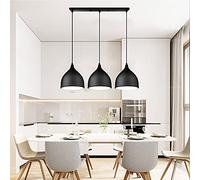 Lampada A Sospensione dal Design Moderno Nordico, Lampada A Sospensione A Forma di Imbuto Nero, alluminio Metallo Regolabile in Altezza E27x3 Ristoranti sala da pranzo soggiorno Caffè