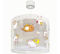 Lampada a sospensione Dalber Kawaii Friends, con animali grigi, modello 41762ME, attacco E27, ideale per bambini e camerette.