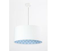 Lampada A Sospensione Decorativa Con Paralume In Stoffa Bianco Blu Motivo Ø40cm
