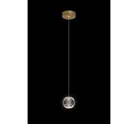 Lampada a sospensione DIAMANTE, acrilico trasparente, montatura oro, LED 4,2W, 3000K, LM 357, diam.12 H 120-150 cm