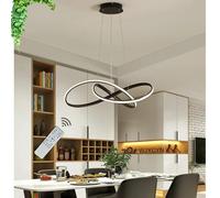 Lampada a sospensione dimmerabile 3Ring LED Nero Sala da pranzo Ciondolo Designs moderno Lampada da soggiorno Ø80cm 88W con telecomando Tavolo da pranzo Lampadario Altezza Cucina Camera da letto