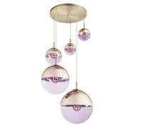 Lampada a sospensione dimmerabile con telecomando lampada da tavolo da pranzo 5 fiamme Lampada a sospensione LED vetro oro, 5x 4,8W 5x 470lm bianco caldo, DxH 65 x 120 cm