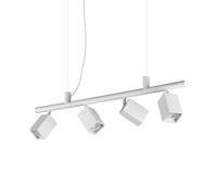 DYNAMITE SOSPENSIONE CON 4 FARETTI ORIENTABILI QUADRATI ATTACCO GU10 LAMPADINE INCLUSE BIANCO