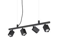 DYNAMITE SOSPENSIONE CON 4 FARETTI ORIENTABILI QUADRATI ATTACCO GU10 LAMPADINE INCLUSE NERO