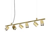 DYNAMITE SOSPENSIONE CON 6 FARETTI ORIENTABILI QUADRATI ATTACCO GU10 LAMPADINE INCLUSE OTTONE