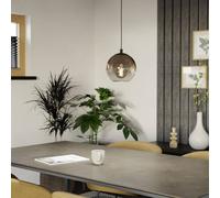 Eglo Lampada a sospensione Ariscani 1, a 1 luce, lampadario per tavolo da pranzo, in metallo nero e vetro color rame, attacco E27, Ø 42,5 cm